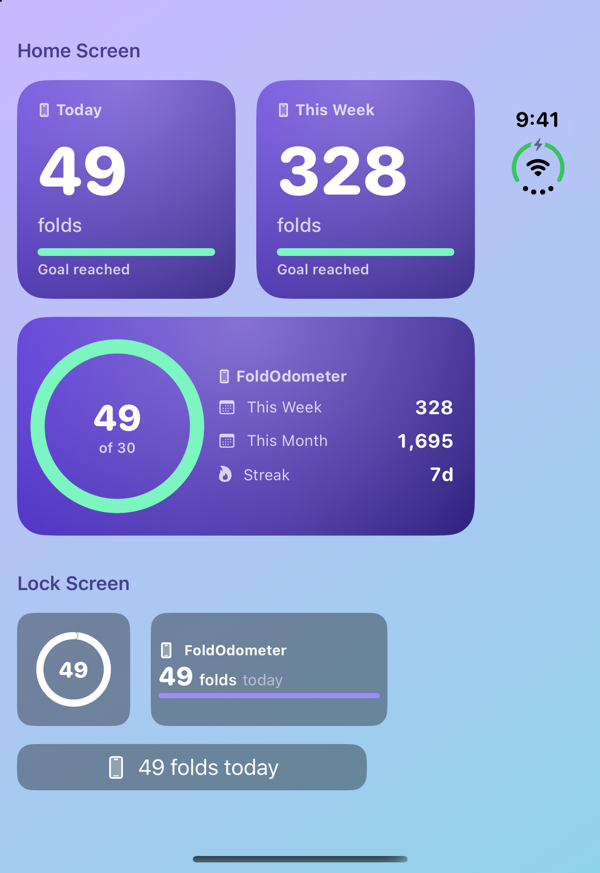 FoldOdometer Home Screen and Lock Screen widgets
